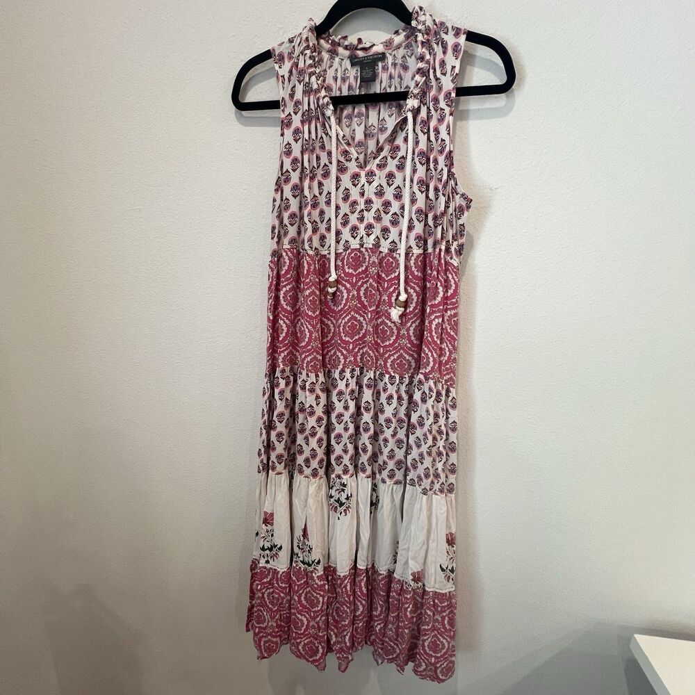 Chelsea & Theodore Maxi Dress Womens L Boho Tiered Patchwork Western Festival